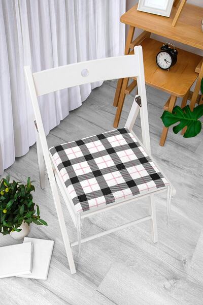 Realhomes Сучасна подушка для стільця з цифровим принтом у вигляді чорної клі...