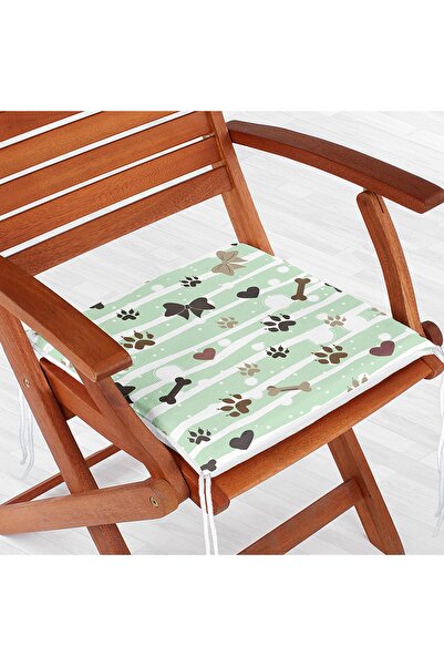 Realhomes Pernă de scaun modernă cu fermoar, imprimată digital, cu urme de labe în dungi verzi pe podea