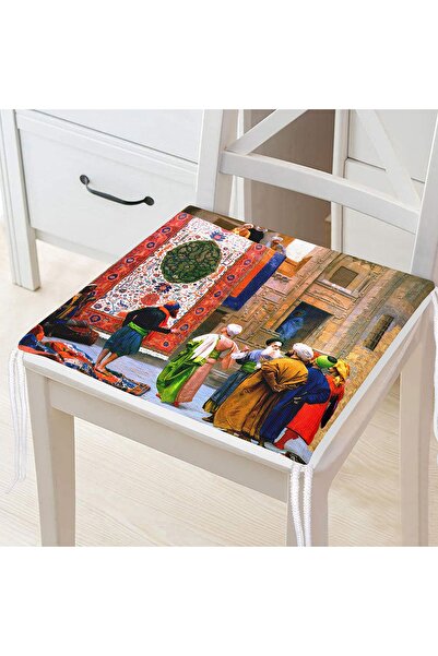 Realhomes Pernă de scaun cu fermoar, cu model otoman, imprimată digitală