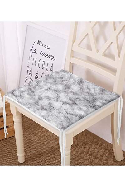 Realhomes Сучасна подушка для стільця з цифровим принтом чорного мармуру на б...