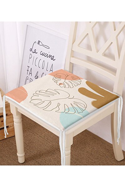 Realhomes Renkli Zeminli Onedraw Çizimli Yaprak Desenli Dijital Baskılı Moder...