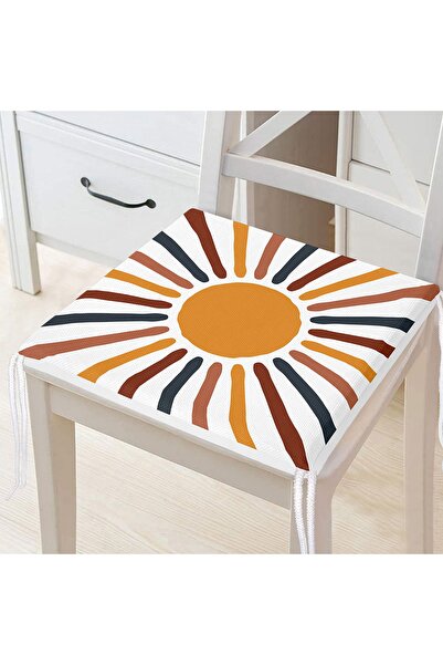 Realhomes Soare și raze colorate, design special, pernă de scaun modernă cu fermoar, imprimată digitală