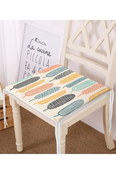 Realhomes Сучасна подушка для стільця з цифровим принтом у вигляді листя на к...