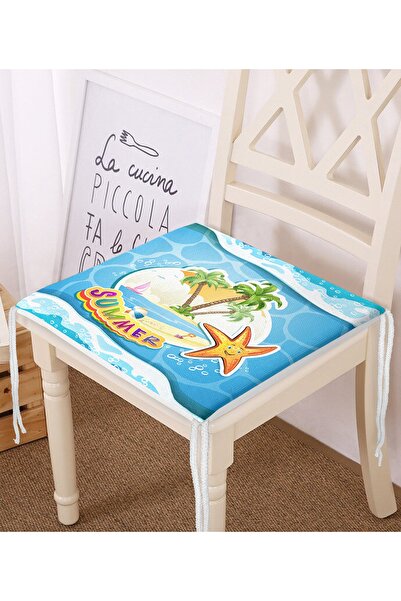 Realhomes Синя підлога з літнім мотивом, цифровий принт, сучасна подушка для ...