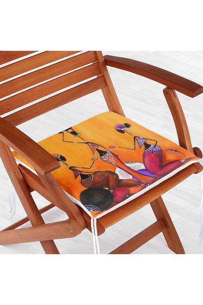 Realhomes Orange Floor Three African Woman Drawing Digital Printed Perna pentru scaun cu fermoar