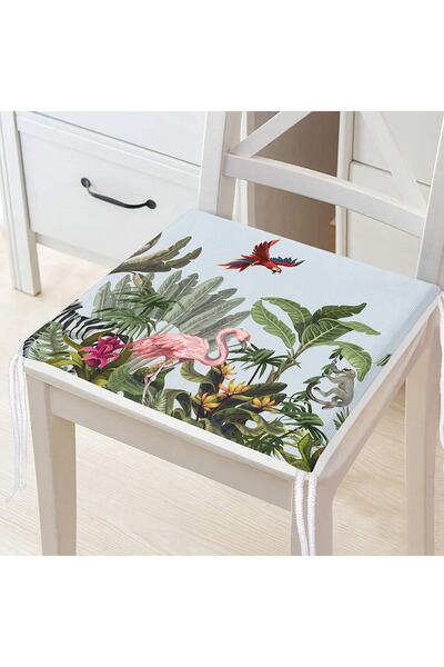 Realhomes Pernă pentru scaun cu fermoar imprimată digital cu frunze și animal...