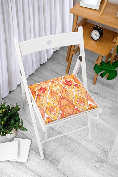 Realhomes Narandžasta stolica sa damask dizajnom - digitalni print i jastuk s...