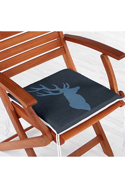 Realhomes Pernă de scaun modernă cu fermoar cu design de cerb bleumarin