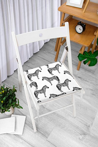 Realhomes Zebra Tasarımlı Dijital Baskılı Fermuarlı Sandalye Minderi