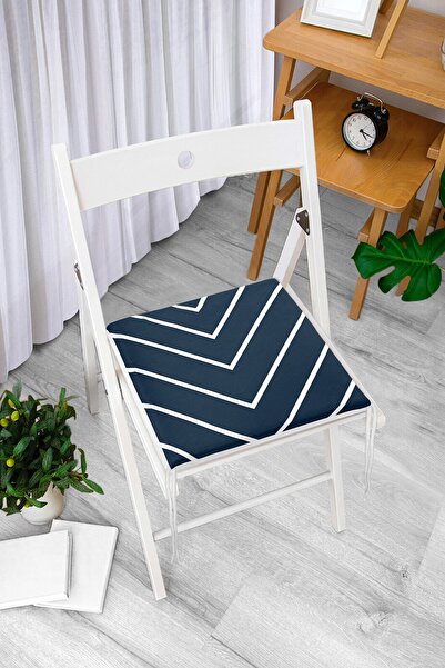 Realhomes Синьо-біла смугаста дизайнерська подушка для стільця на блискавці