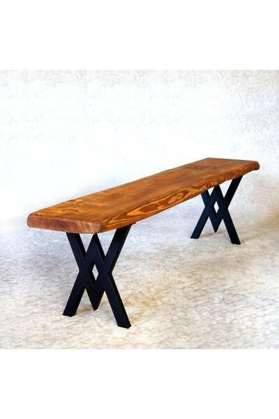 Mobenta Doğal Ağaç Masif Bank Bench 120 Cm Metal Ayak
