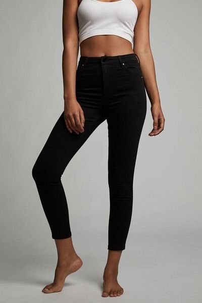Ramrod Black Skinny Leg Non-Fading High Waist Jean Trousers for Women