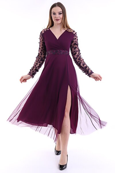 Fasmia فستان بلوم مزدوج الصدر من التول البابونج F133