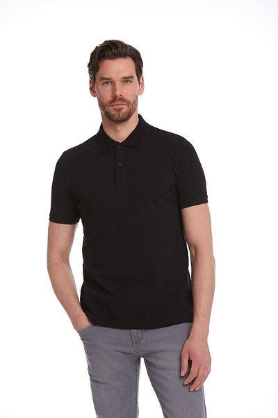 Hatemoğlu Μαύρο μπλουζάκι Polo Neck Regular Fit 100% βαμβακερό