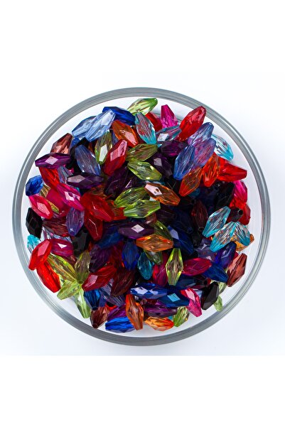 yfhobi 25 Gram - 5x12 Mm Karışık Renkli Arpa Model Akrilik Plastik Boncuk, ( ...