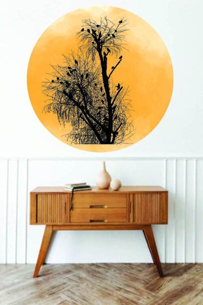 Sepet Yıldızı 95x90 Cm Landscape Trees and Birds Duar Sticker