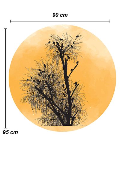 Sepet Yıldızı 95x90 Cm Landscape Trees and Birds Duar Sticker