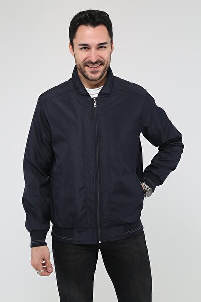 REGOS Erkek Lacivert Battal Boy Pilot Yaka Ince Yazlık Mevsimlik Mont