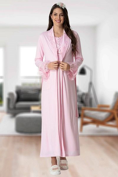 Mecit Pijama أربعة مواسم، قطن، حجرة الرضاعة، طقم ثوب صباحي طويل للحوامل والحوامل