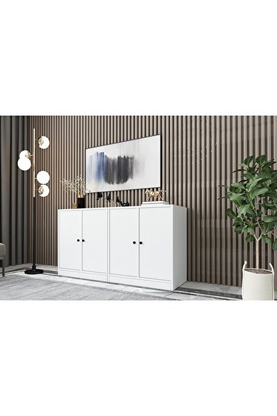 Nettrends Dolapli Konsol Beyaz 130 cm Kns-1030-ç