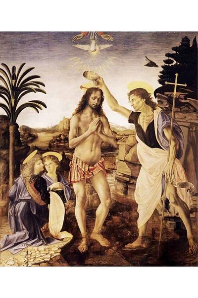 Marcel Kristal Tablo Leonardo Da Vinci Isa Baptism - Diamond Mosaic Painting 53x64cm