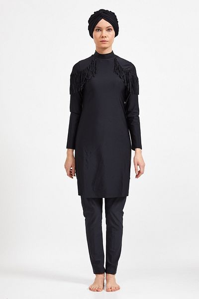Adasea Γυναικείο μαγιό με μαύρο κρόσσι Lycra Hijab