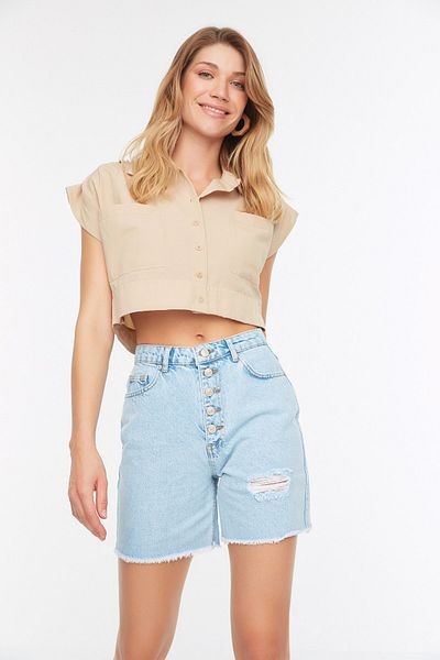 Trendyol Collection Shorts - Blau - Mittlerer Bund