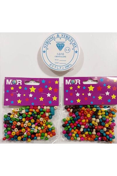 Mor 10 metri mini fir rotund colorat din margele din lemn - pachet de 2