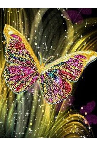 Marcel Kristal Tablo Illuminated Butterfly Marcel Art Diamond Mosaic Painting 58X79Cm