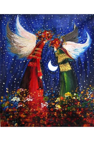 Marcel Kristal Tablo Diamond Mosaic Painting with Angels in the Night 45X55Cm