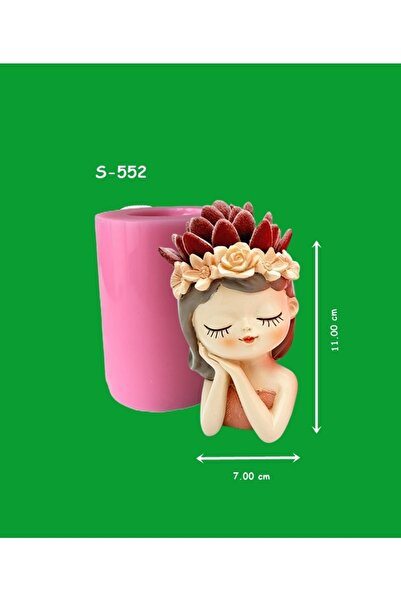 AnkaHobiMarket Çiçekli Kız Saksı No:2 Silikon Kalıp