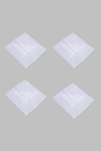 Genel Markalar Beyaz Iğne Oyası Saten Bohça  4lü