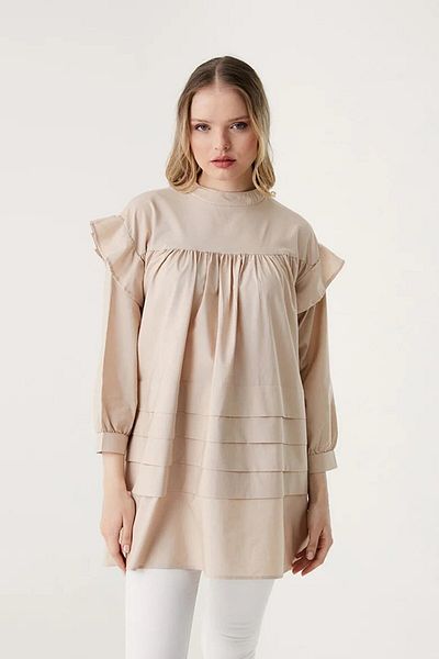 VERA LİFE Flounce Sleeve Detailed Layered Women's Hijab Tunic