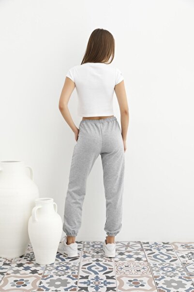 Muka Γκρι Γυναικείο Φούτερ - Ελαστικό πόδι και μέση, με τσέπες