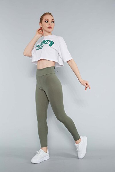 MEECY Ribbed Leggings Seamless Gathering High Waist