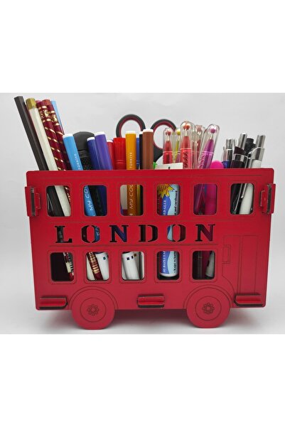 Trendy Toys حاملة أقلام خشبية باص 6 مقصورات