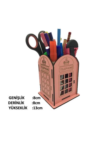 Trendy Toys حامل قلم خشبي كشك الهاتف الوردي