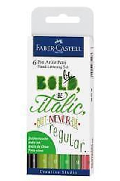 Faber Castell PITT ARTIST PEN ΚΑΛΛΙΓΡΑΦΙΚΟ ΣΕΤ 6 ΤΕΜΑΧΙΩΝ ΠΡΑΣΙΝΟ FABER-CASTELL