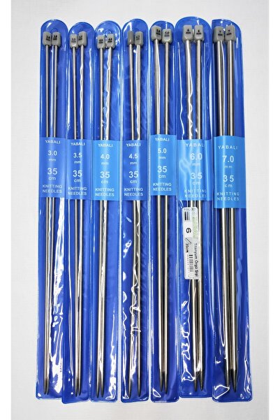 ATMACA TUHAFİYE Yabalı 35cm Örgü Şişi Seti - 7 Li Titanyum Şiş Seti -3-3,5-4-...