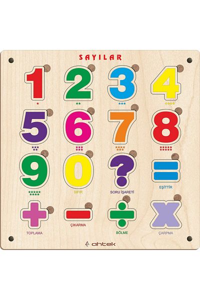 Ahtek Wooden Educational 3d Numbers Figures Bultak Jigsaw Puzzle Toy