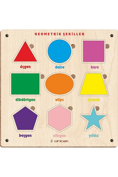 Ahtek Wooden Educational 3d Geometric Shapes Bultak Jigsaw Puzzle Toy