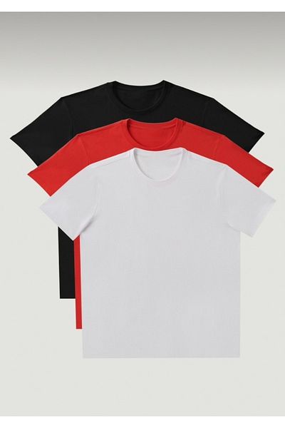 JAKARLI Unisex 3-pack Ready Pack Μαύρο - Λευκό - Κόκκινο μπλουζάκι Oversize