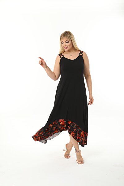 ModaSehle Women's Large Size Buckle Strap Stone Pattern Dress