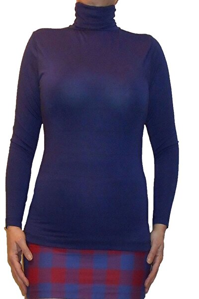 LM Koyu Mavi Balıkçı Yaka Uzun Kol Ince Penye Body