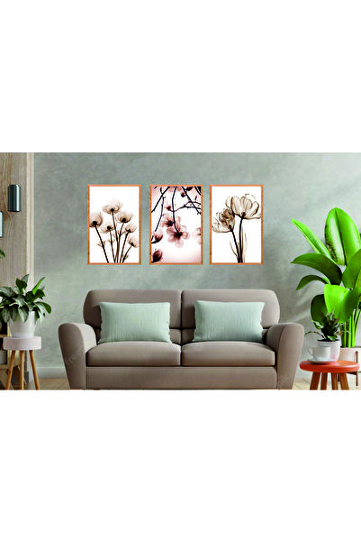 RET Dizayn Tablou decorativ retro din MDF cu motive florale (cu aspect de ramă)