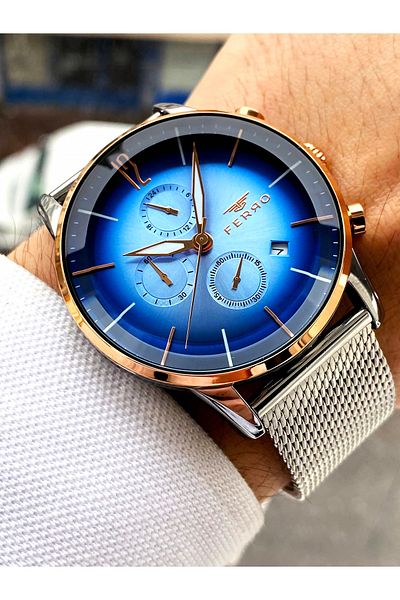 FERRO Original Steel Men's Watch + Bracelet Gift