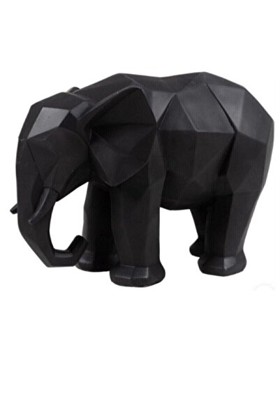 Semart Dizayn Kübik Fil Heykeli Dekoratif Büst Siyah Biblo