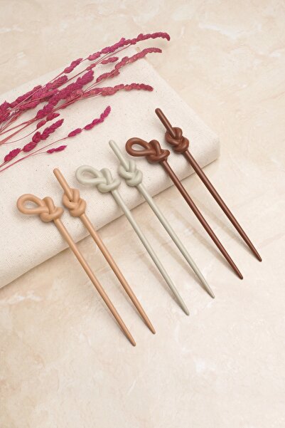 Monalisa Knob Buckle Women 6 Pieces Brown Tones Women's Knob Stick