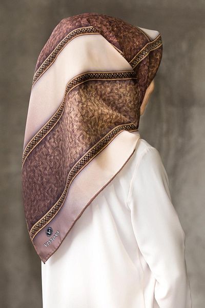 Vissona Γυναικείο μεταξωτό μαντήλι Twill Μπεζ μουστάρδα