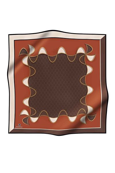 Vissona Γυναικείο φουλάρι καφέ Tan Twill Silk
